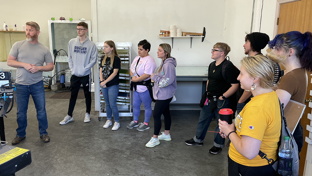 Group of Graphic Design students during an Uncommon Threads tour.